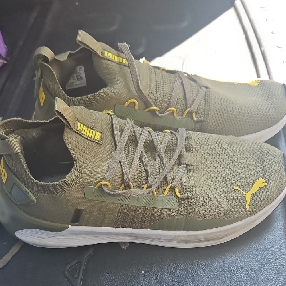 Puma Khaki and Yellow Athletic Shoes - Picture 1 of 7
